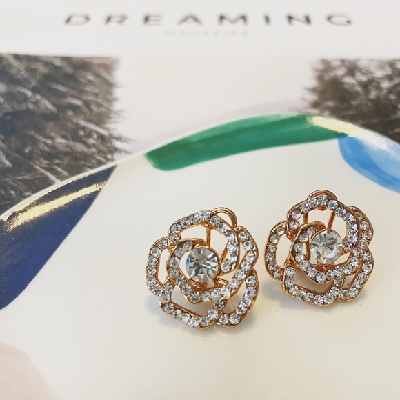 Vintage Jewelry - Rose Statement Stud Earrings